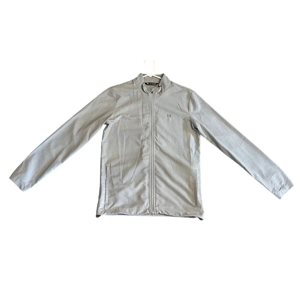 TravisMathew Grey Micro Stripe Full Zip Golf Jacket Men's Small